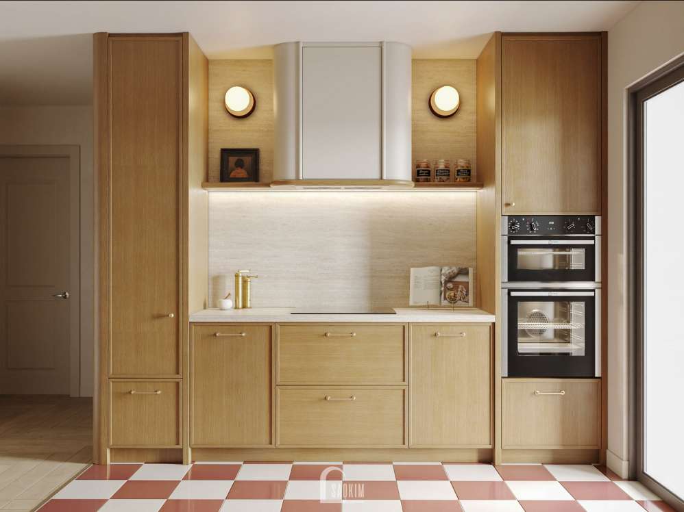 Thiết kế phòng bếp chung cư 3 ngủ phong cách Modern Japandi dự án Viha Complex Leciva - Nét ấm trong nhịp sống hiện đại